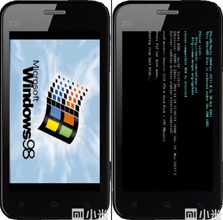 小米手机超赞 运行Windows XP/98无压力