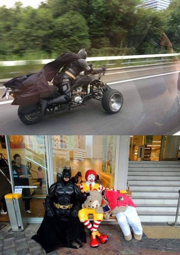 真人版蝙蝠侠现身日本秋叶原 高速路上酷车炫技好抢眼
