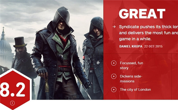《刺客信条:枭雄》IGN详细评测8.2分：支线任务很出色