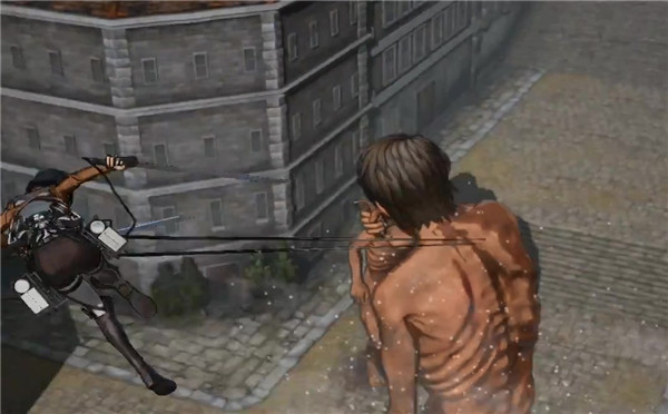 《进击的巨人》实机演示;被割杀的巨人血液喷射!