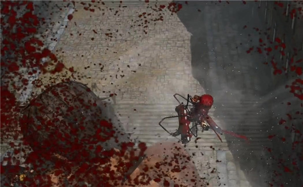 《进击的巨人》实机演示;被割杀的巨人血液喷射!