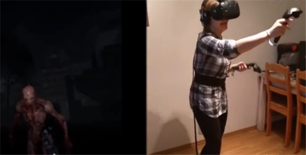 看妹子玩VR射击游戏 竟全是尖叫、恐慌、颤抖......