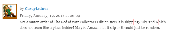 《战神4》即将开发完成 亚马逊典藏版7月2日发售