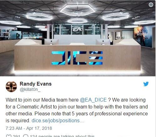 《战地5》预告即将发布? DICE新招聘广告或泄露机密