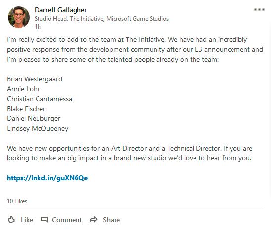 微软第一方工作室新成员公布 《战神4》制作人将加盟