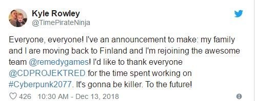 《赛博朋克2077》副设计总监离职 称游戏是杀手级大作