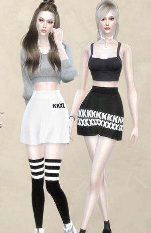 模拟人生4黑白色迷你短裙MOD1