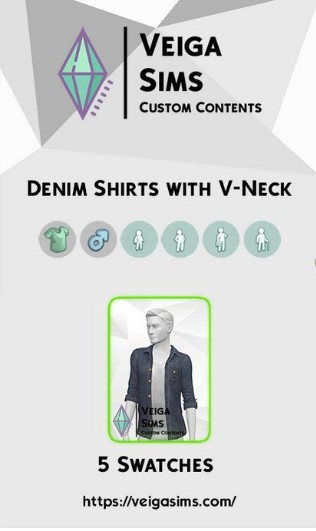 模拟人生4男士的帅气牛仔衬衫MOD1