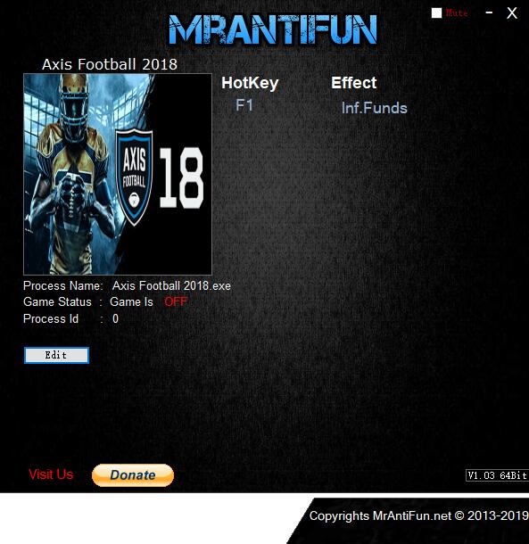 轴心橄榄球2018一项修改器MrAntiFun版1