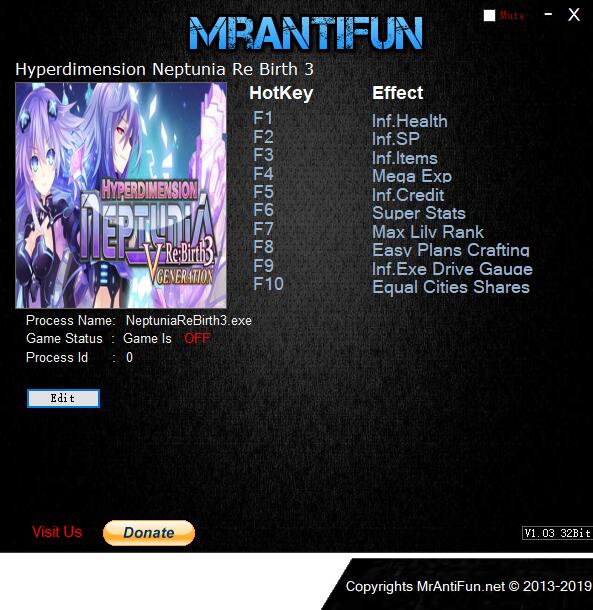 超次元海王星:重生3-V世纪十项修改器MrAntiFun版1