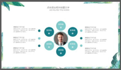 清新绿色水彩植物背景韩范PPT模板1