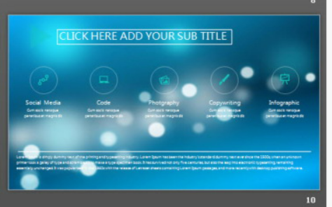 蓝色模糊毛玻璃背景的欧美商务PPT模板3