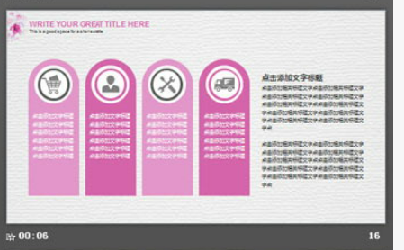 粉色清新水彩花卉PPT模板3