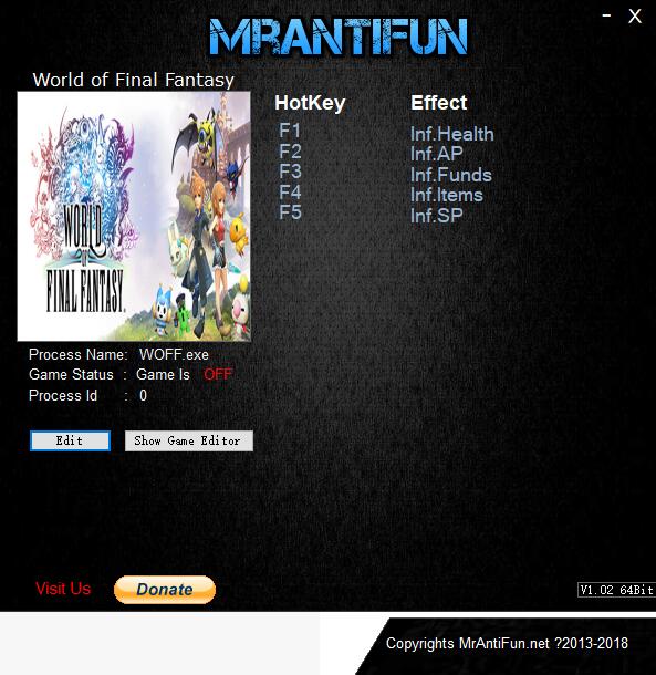最终幻想世界五项修改器MrAntiFun版0