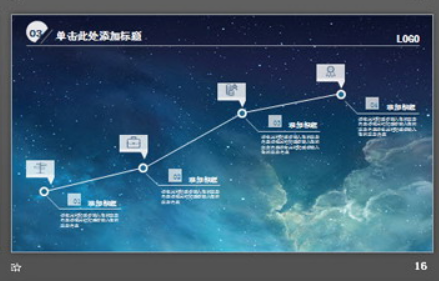蓝色夜空背景的通用商务PPT模板3