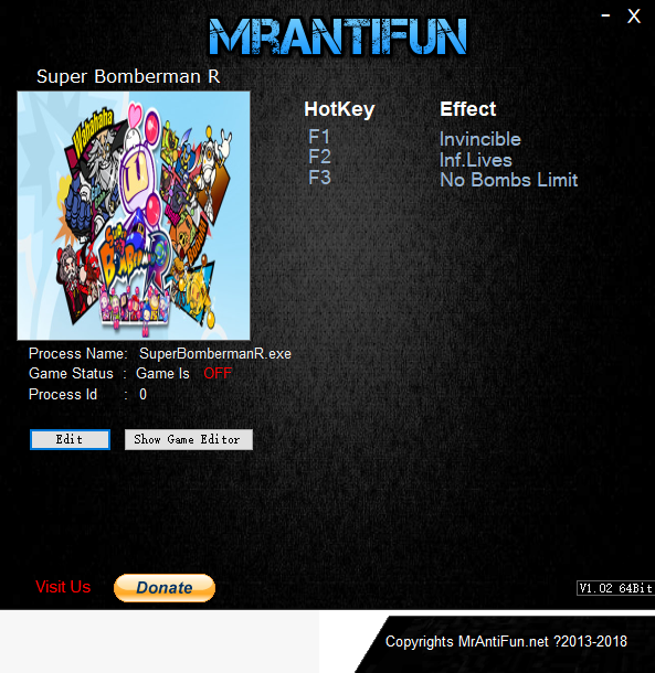 超级炸弹人R三项修改器MrAntiFun版1