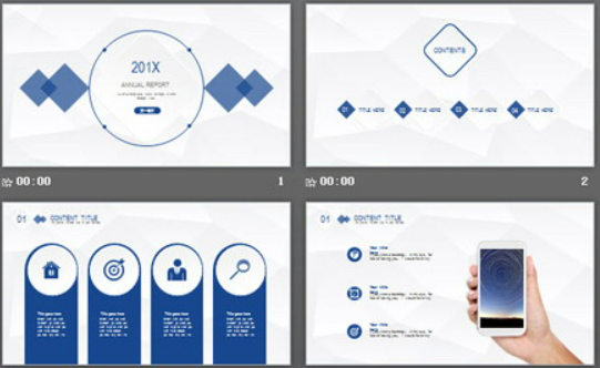 蓝色极简微立体风格通用汇报PPT模板1
