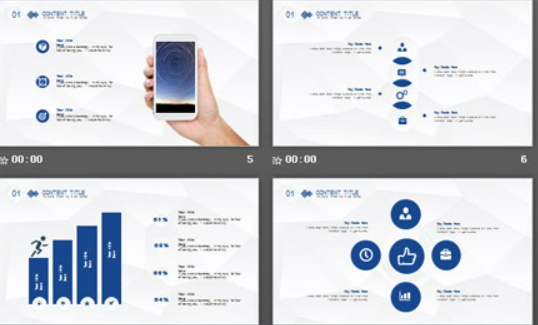 蓝色极简微立体风格通用汇报PPT模板2
