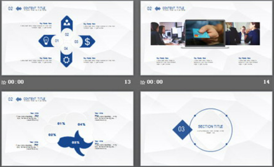 蓝色极简微立体风格通用汇报PPT模板3