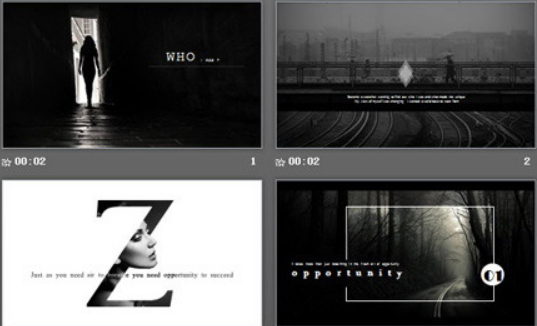 黑白欧美人物背景个性PPT模板1