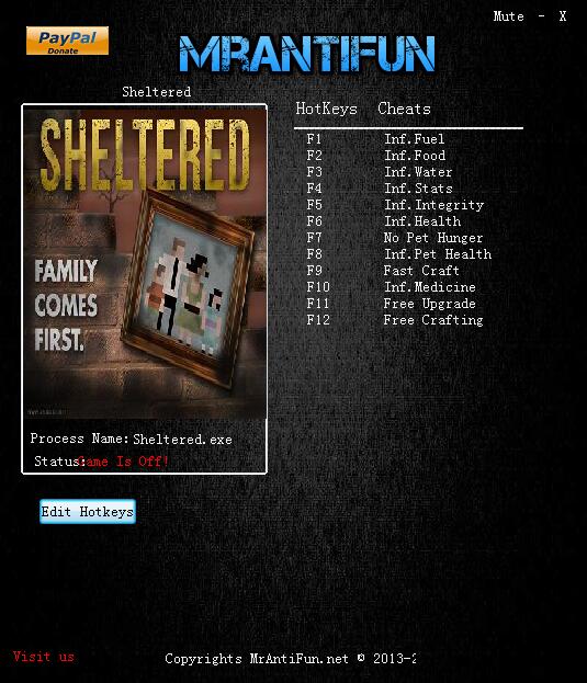 庇护所十二项修改器MrAntiFun版1