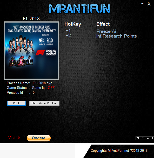 F1 2018二项修改器MrAntiFun版1