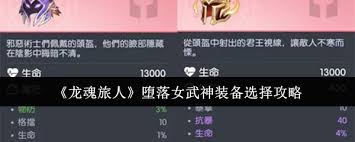 龙魂旅人堕落女武神如何选择装备
