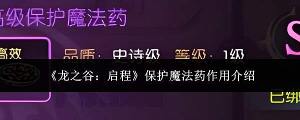 《龙之谷:启程》保护魔法药作用介绍