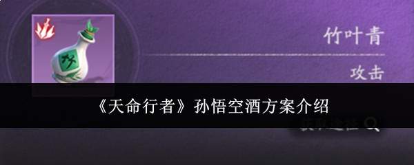 《天命行者》孙悟空酒方案介绍