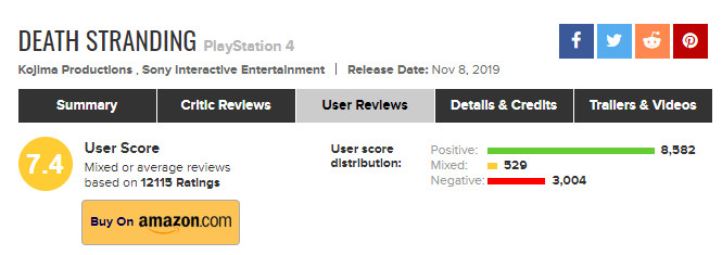 Metacritic删负面评论是怎么回事？死亡搁浅游戏负面评论删除世间介绍
