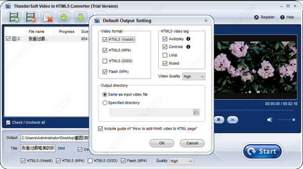 ThunderSoft Video to HTML5 Converter1