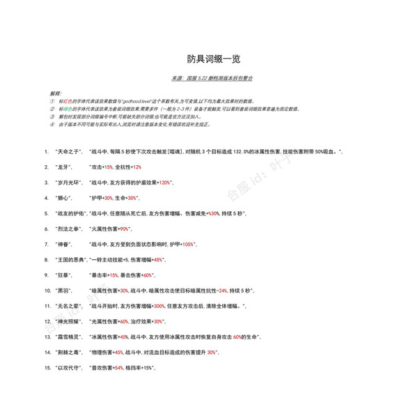 不朽之旅防具词缀有哪些