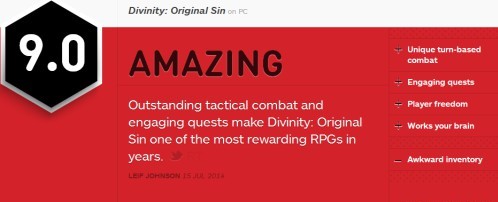 神界3:原罪IGN 9.0分 最有成就感的RPG