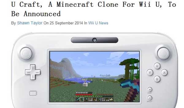 我的世界山寨版U Craft来袭 WII U独占游戏