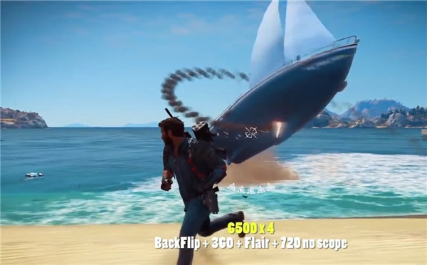 各种奇葩玩法:《正当防卫3》火箭带你飞 路人瞬间被炸飞!