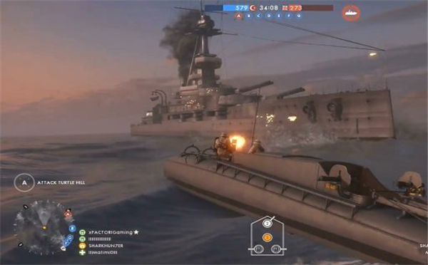 《战地1》法欧堡地图演示 战马下水射击水面舰艇