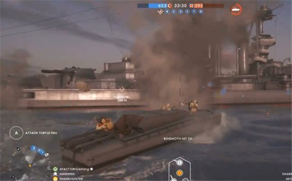 《战地1》法欧堡地图演示 战马下水射击水面舰艇