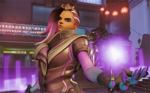 《守望先锋》新角色Sombra放大招 施放EMP摧毁护甲