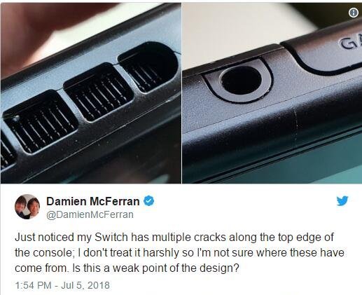 Switch被曝质量不过关! 大量玩家反映NS上出现裂缝