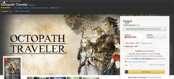 万万没想到! 任天堂美国市场《八方旅人》也缺货