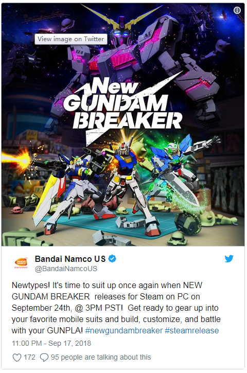 和钢普拉一起过中秋! PC版《新高达破坏者》即将发售