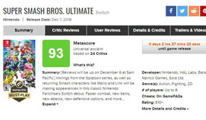 《任天堂明星大乱斗》首批媒体评分出炉:MC均分93