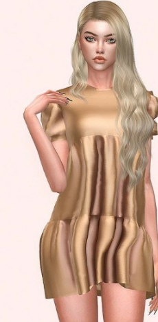 模拟人生4女性褶皱分层连衣裙MOD1