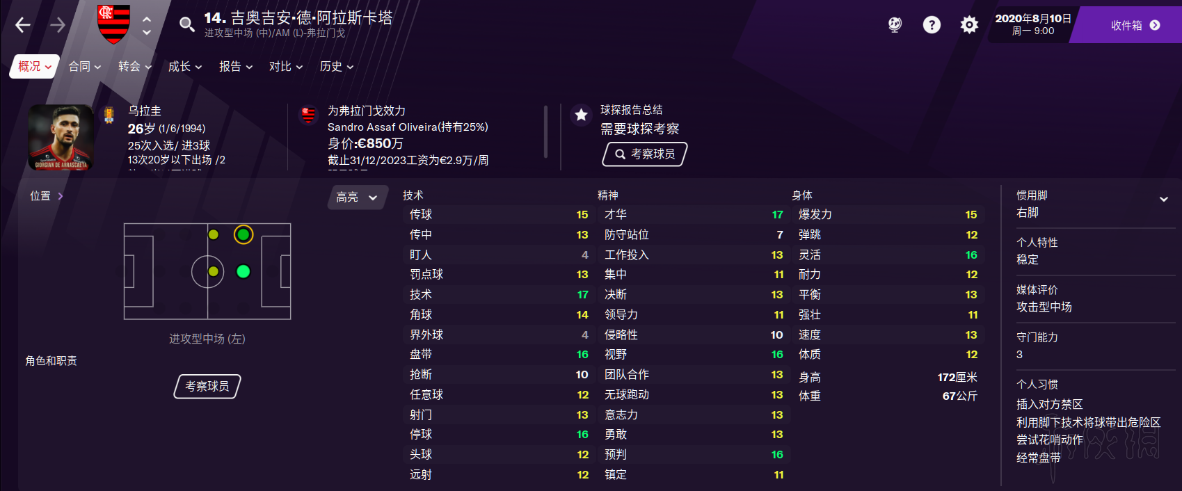 足球经理2021中场球员怎么选