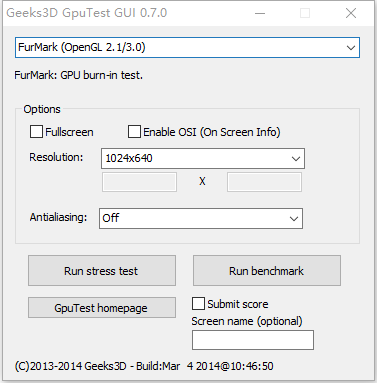 Geek3D GpuTest GUI0