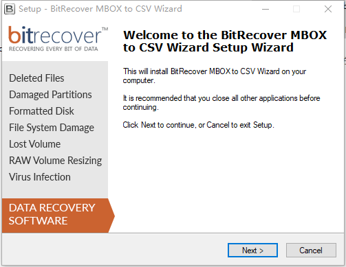 BitRecover MBOX to CSV Wizard0