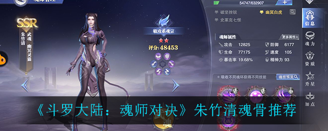 斗罗大陆魂师对决朱竹清魂骨怎么搭配