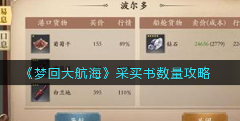 梦回大航海采买书数量是多少