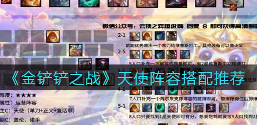 金铲铲之战天使阵容怎么搭配