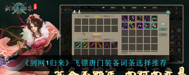 剑网1归来飞镖唐门装备词条怎么选择